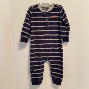 Carter's Baby Boys Henley Fleece PJs Navy/ Gray Stripe Size 12 Months